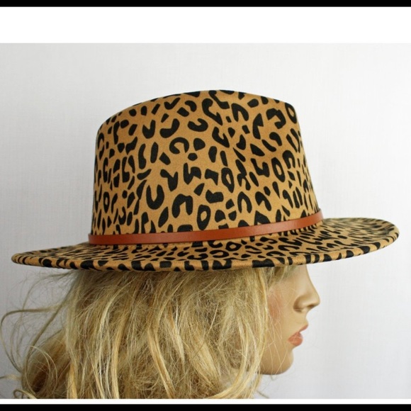 Leopard Print Felt Wool Belted Panama Hat - Picture 2 of 9